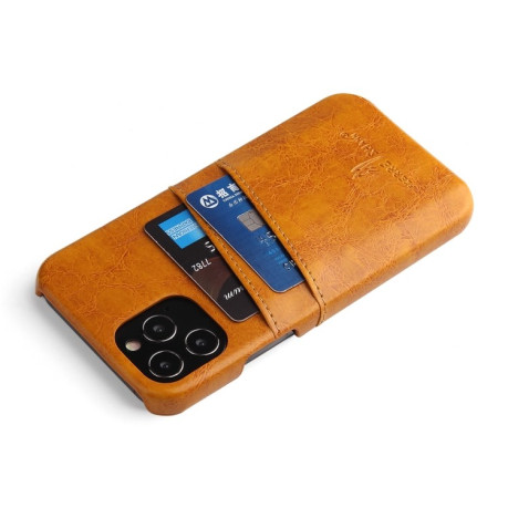 Кожаный чехол Fierre Shann Retro Oil Wax на iPhone 12 Pro Max - желтый