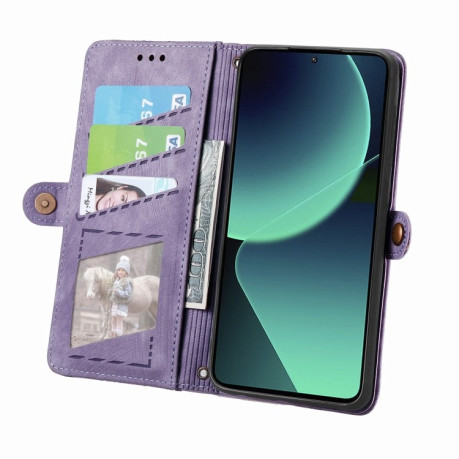 Чехол-книжка Geometric Embossed для Xiaomi 13T / 13T Pro 5G - фиолетовый
