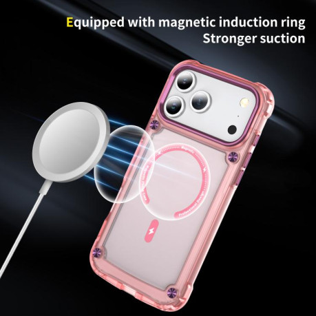 Противоударный чехол Skin Feel TPU + PC MagSafe Magnetic для iPhone 17 Pro Max - прозрачно-розовый