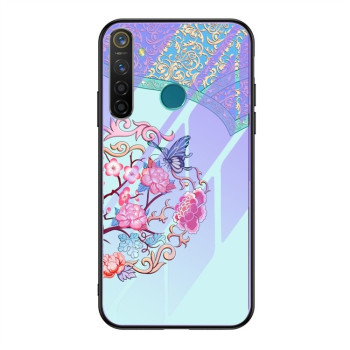 Скляний чохол Luminous Painting на Realme 5 Pro/Realme Q-Butterfly Flower