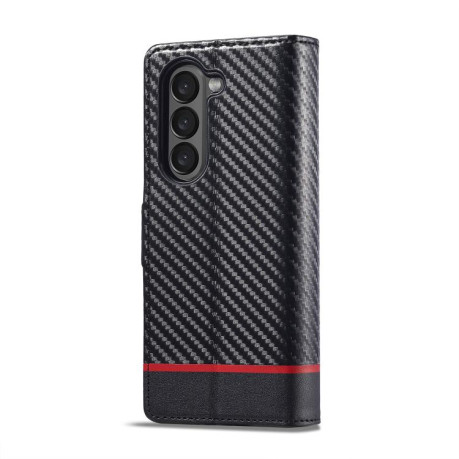 Чехол-книжка LC.IMEEKE Carbon Fiber для Samsung Galaxy Fold 7 5G - Black