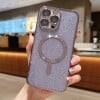 Противоударный чехол Glitter Electroplating MagSafe TPU для iPhone 16 Pro - фиолетовый