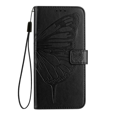 Чехол-книжка Embossed Butterfly для Xiaomi Poco F6 - черный