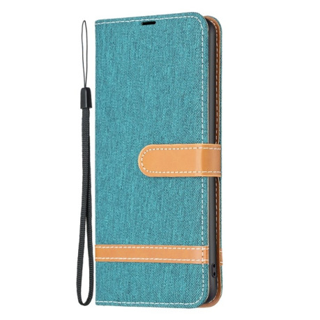 Чехол-книжка Color Matching Denim Texture на Samsung Galaxy S25+ 5G - зеленый