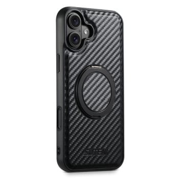 Противоударный чехол Suteni G3 Carbon Fiber с подставкой 360 и MagSafe на iPhone 17 - черный