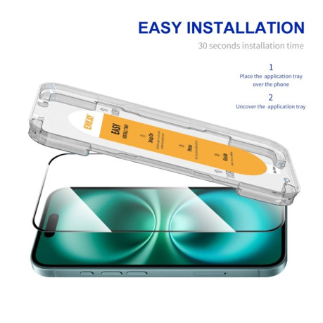 Защитное Стекло ENKAY Easy Install High Alumina Silicon для iPhone 16 - черное