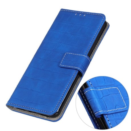 Чохол-книжка Magnetic Crocodile Texture на Samsung Galaxy S22 Ultra 5G - синій