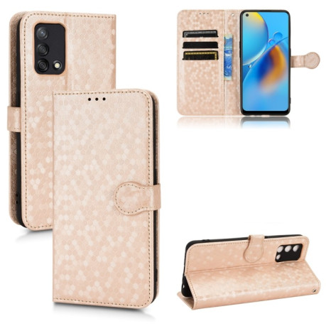 Чехол-книжка Honeycomb Dot для OPPO F19 4G / A74 4G - золотой