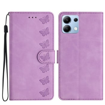 Чехол-книжка Seven Butterflies Embossed Leather для Xiaomi Redmi Note 14 4G - фиолетовый