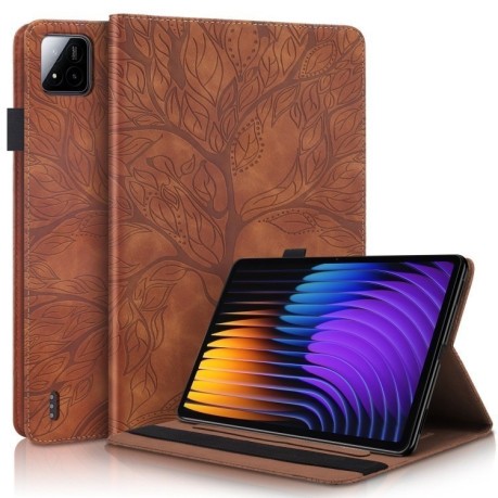 Чехол-книжка Tree Life Series Embossed Leather для Xiaomi Pad 7 / 7 Pro - коричневый