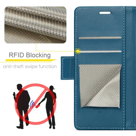 Чехол-книжка CaseMe 023 Butterfly Buckle Litchi Texture RFID Anti-theft Leather для OPPO Reno13 - синий