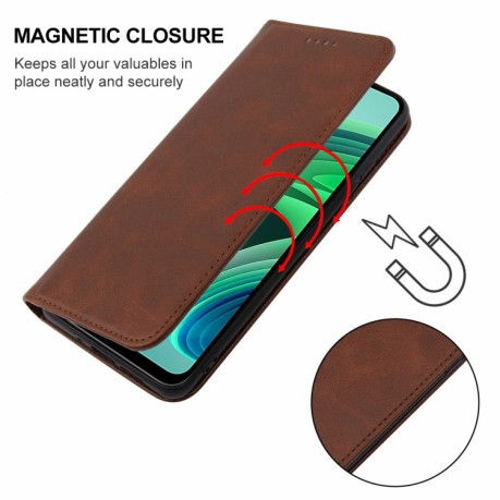Чехол-книжка Magnetic Closure для Xiaomi Redmi Note 11E/Redme 10 5G - коричневый