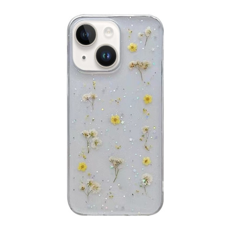 Противоударный чехол Gypsophila Flowers Pattern для iPhone 15 - желтый