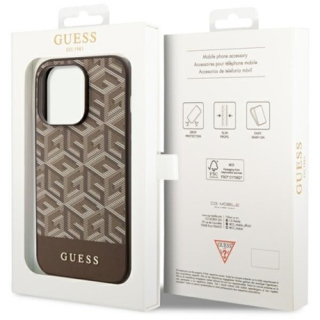 Оригинальный чехол Guess GCube Stripes MagSafe для iPhone 14 Pro Max -  brown