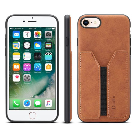 Противоударный чехол Denior D07 DV Elastic Card Slot для iPhone 16e - коричневый