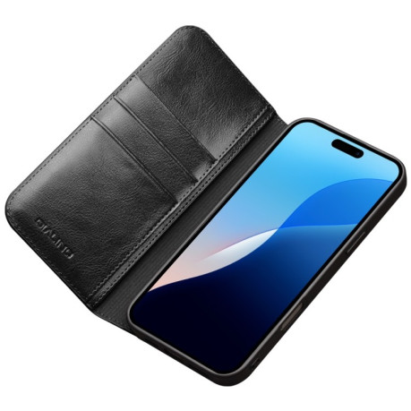 Шкіряний чохол-книжка QIALINO Classic Genuine Leather для iPhone 16 Pro Max - чорний