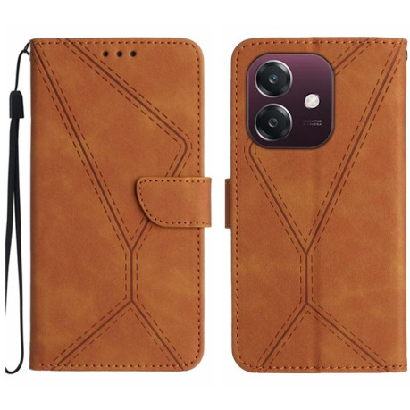Чехол-книжка Stitching Embossed Leather для OPPO A3/A3x/A40m- коричневый