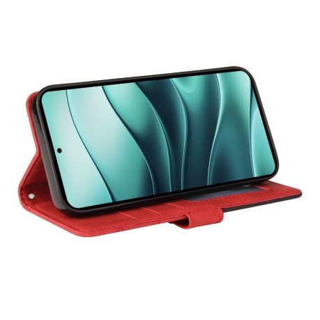 Чохол-книжка Dual-color Splicing Flip Leather для Xiaomi Redmi Note 14 5G/Poco M7 Pro 5G - червоний
