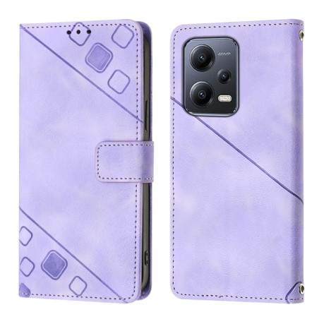 Чехол-книжка Skin-feel Embossed на Xiaomi Poco X5 5G - фиолетовый