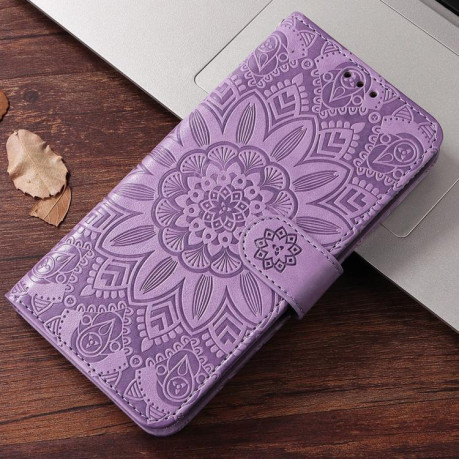 Чехол-книжка Embossed Sunflower для Xiaomi Redmi Note 14 4G 164.84mm - фиолетовый