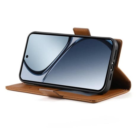 Чохол-книжка Side Buckle Magnetic Frosted Leather на Realme C75 / Realme 14x - коричневий
