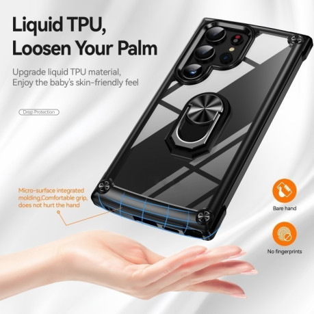 Противоударный чехол Acrylic Ring Holder на Samsung Galaxy S25 Ultra 5G - черный