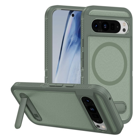 Противоударный чехол Guard MagSafe Holder Matte PC Hybrid для Google Pixel 9 Pro - зеленый