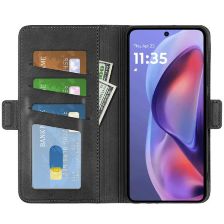 Чохол-книжка Dual-side Magnetic Buckle для Motorola Moto E15 - чорний
