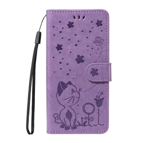 Чехол-книжка Cat Embossing Pattern на Xiaomi 15T Pro 5G EU 173mm - фиолетовый