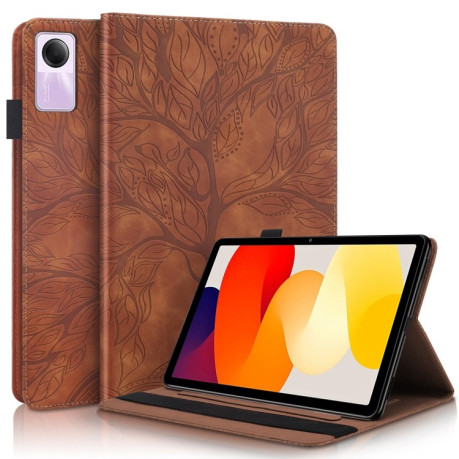 Чохол-книжка Tree Life Series Embossed Leather для Xiaomi Redmi Pad SE - коричневий
