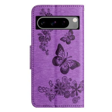 Чехол-книжка Embossed Butterfly для Google Pixel 8 Pro - фиолетовый