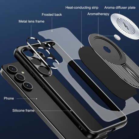 Протиударний чохол Heat Dissipation Aromatherapy MagSafe Holder для Samsung Galaxy S24 FE 5G - чорний