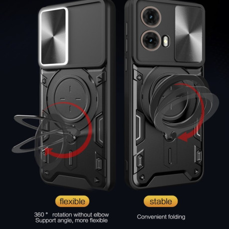 Протиударний чохол CD Texture Sliding Camshield Magnetic Holder на Motorola Moto G85 - сріблястий