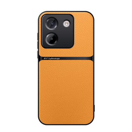 Противоударний чехол Litchi Leather Magnetic Full Coverage Shockproof на Xiaomi Poco M7 Pro 5G - жовтий