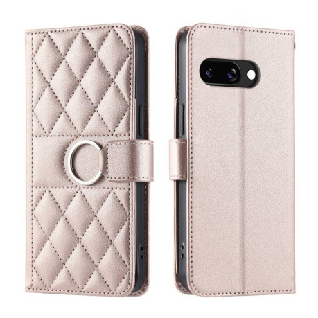 Чехол-книжка Ring Buckle Rhombic Leather для Google Pixel 9a - золото