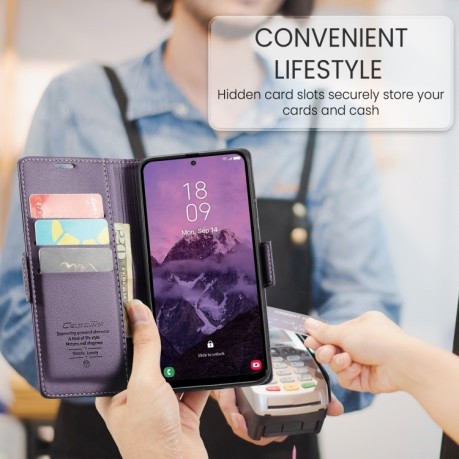 Чохол-книжка CaseMe 023 Butterfly Buckle Litchi RFID Anti-theft Leather  для Samsung Galaxy A36 5G - фіолетовий