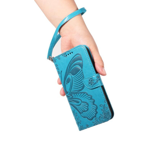 Чехол-книжка Swallowtail Butterfly Embossed Leather для Xiaomi Redmi K90/Poco F8 синий — синий