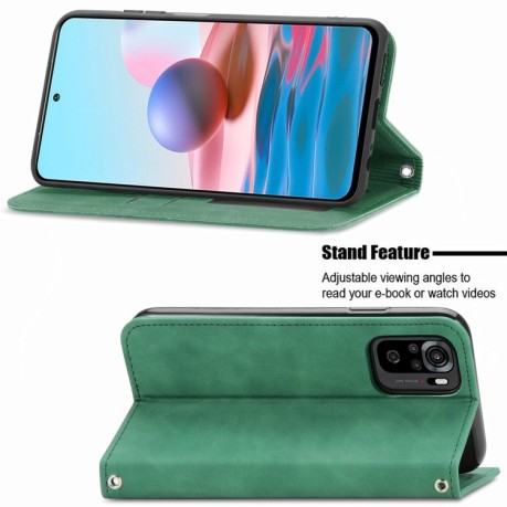 Чехол-книжка Retro Skin Feel Business Magnetic на Xiaomi Redmi Note 10/10s/Poco M5s - зеленый