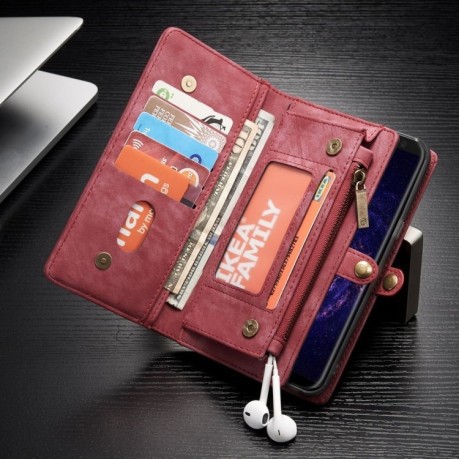Шкіряний чохол-гаманець CaseMe на Samsung Galaxy S8+/G955 Crazy Horse Texcture Detachable-червоний