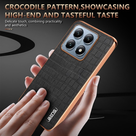 Чохол AZNS Electroplated Frame Crocodile Texture на Xiaomi 14T Pro 5G - синій