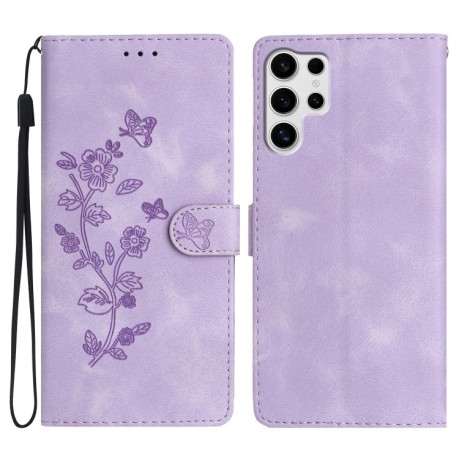 Чохол-книжка Flower Butterfly Embossing  для Samsung Galaxy S25 Ultra 5G - фіолетовий