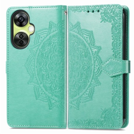 Чохол-книжка Lucky Clover Halfway Mandala Embossing Pattern на OnePlus Nord N30/CE 3 Lite - зелений