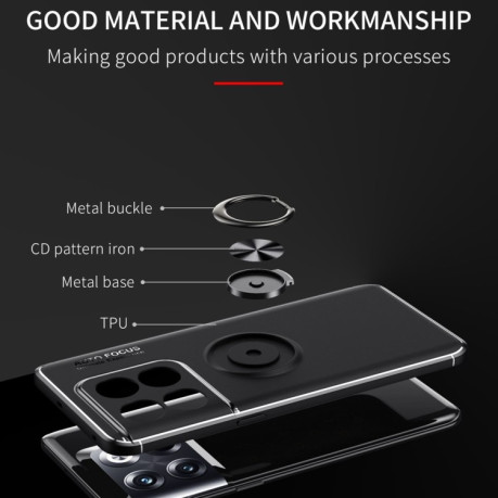 Ударозащитный чехол Metal Ring Holder 360 Degree Rotating на OnePlus 10T/Ace Pro - черно-золотой