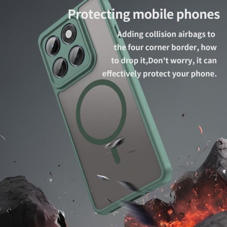 Противоударный чехол Fan Dun Series TPU Hybrid PC Frosted Magsafe для Motorola Edge 60 Pro - зеленый