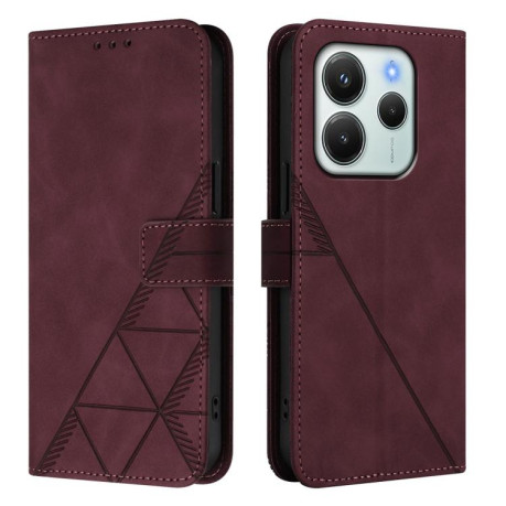 Чохол-книжка Crossbody 3D Embossed Flip Leather Xiaomi Redmi Note 14 4G 164.48mm - винно-червоний