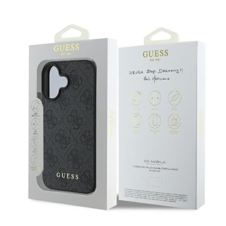 Оригинальный чехол Guess Metal Gold Logo для iPhone 16 Plus - Black