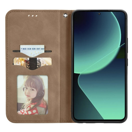 Чехол-книжка Retro Skin Feel Magnetic Flip Leather для Xiaomi 13T / 13T Pro - коричневый