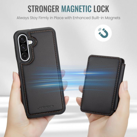 Чехол JEEHOOD J05 Business Magnetic Style RFID Leather для Samsung Galaxy A36 - черный
