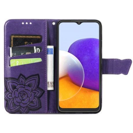 Чехол-книжка Butterfly Love Flower Embossed на Samsung Galaxy M32/A22 4G - фиолетовый