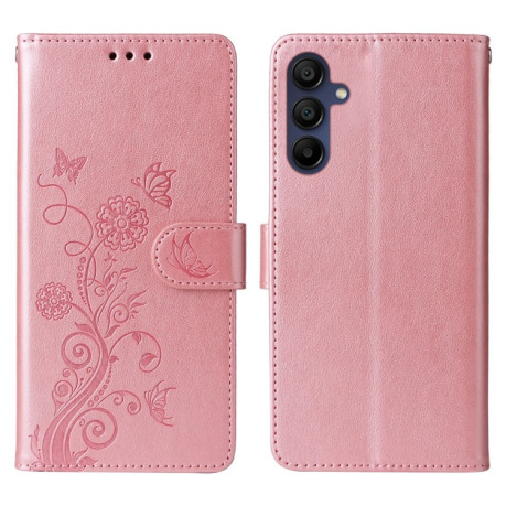 Чехол-книжка Embossed Butterfly для Samsung Galaxy A16 5G - розовое золото